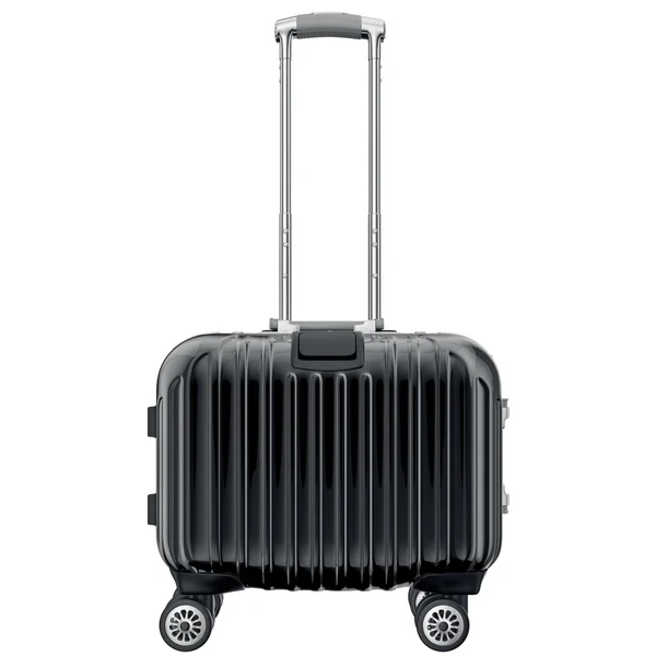 Black luggage on wheels, front view — Stock Photo, Image