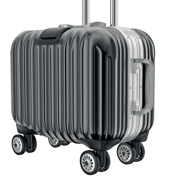 Czarne metalowe bagażu dla podróży, powiększony widok — Zdjęcie stockowe