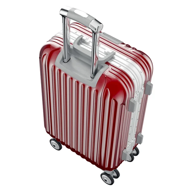 Czerwony metalowe bagaż w podróży — Zdjęcie stockowe