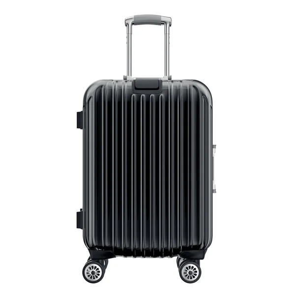 Black suitcase for travel, front view — Stock Photo, Image