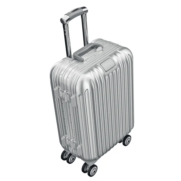 Silbernes Gepäck auf Rädern — Stockfoto