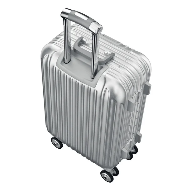 Silver metal bagage för resor — Stockfoto
