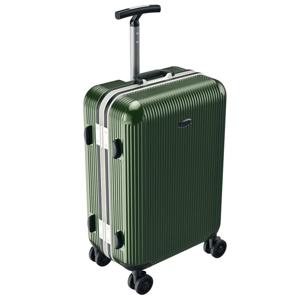 Grünes Gepäck auf Rädern — Stockfoto