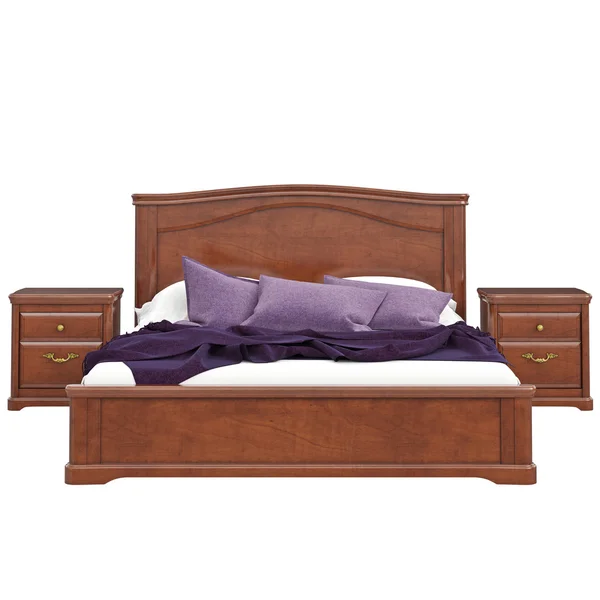 Bett aus Holz, Vorderseite — Stockfoto