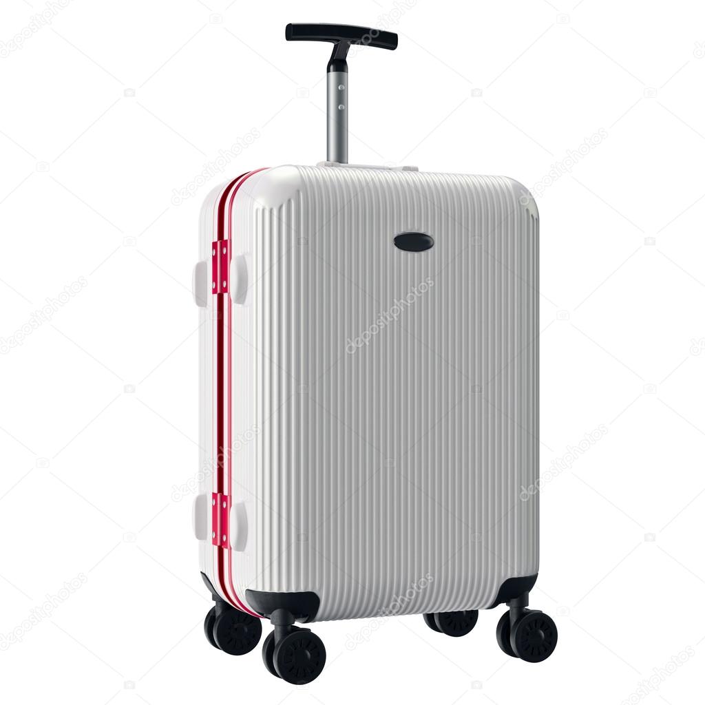 White metallic luggage