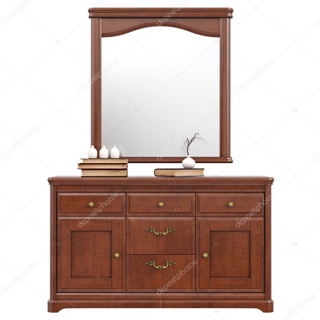 Large dresser with mirror, front view