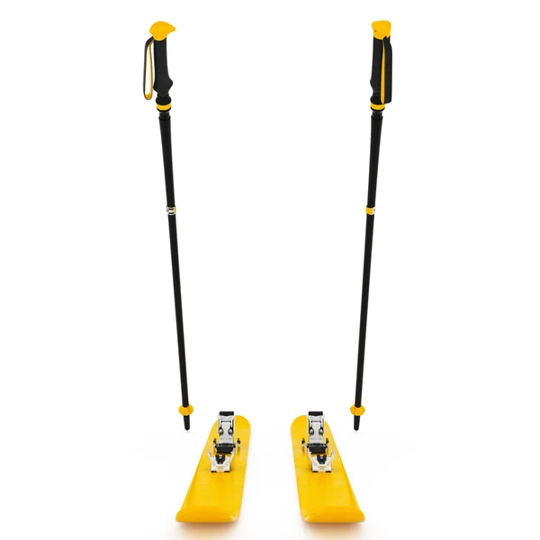 Skiing sports yellow, ski poles, front view — Stock Photo, Image