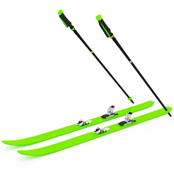 Skiën groene skistokken — Stockfoto