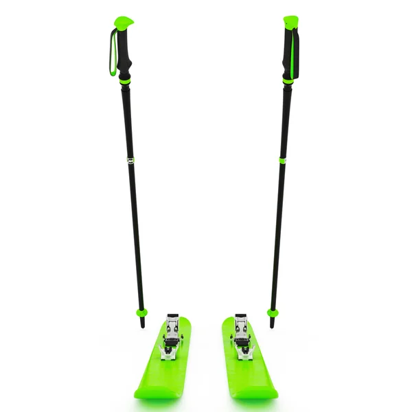 Skiing sports green, ski poles, front view — Stock Photo, Image