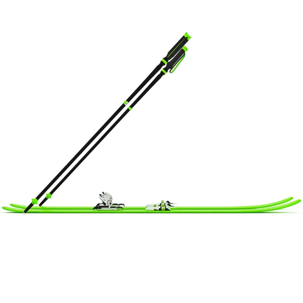 Sports ski green ski pole, side view — Stok Foto