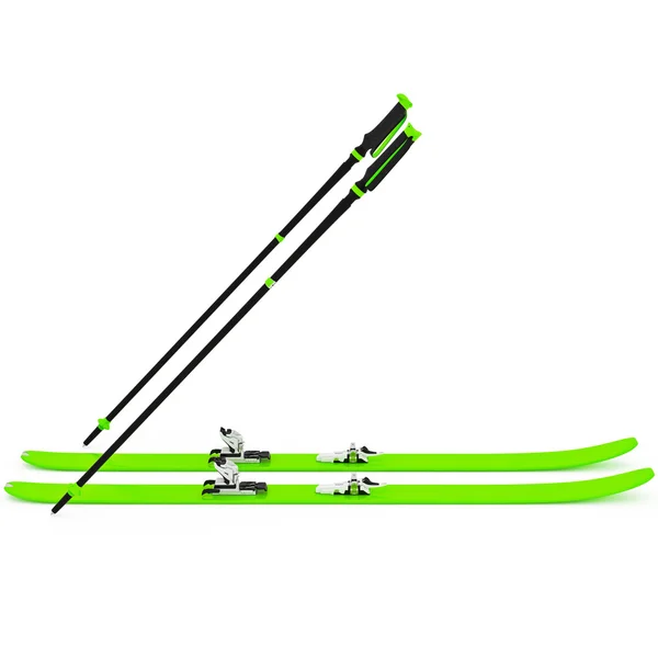 Sports skiing green, ski poles — Stock Photo, Image