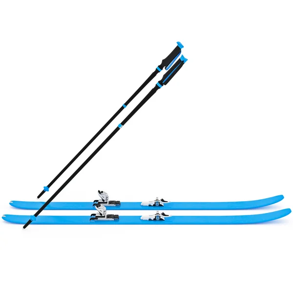 Sports skiing blue, ski poles — Stock Photo, Image