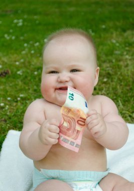 child holding 10 euros clipart