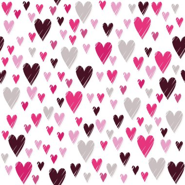 Beyaz dağınık romantik Sevgililer günü seamless modeli pembe Kalpler