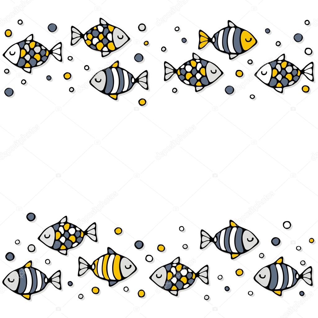 Deep sea colorful fishes on white background seamless 