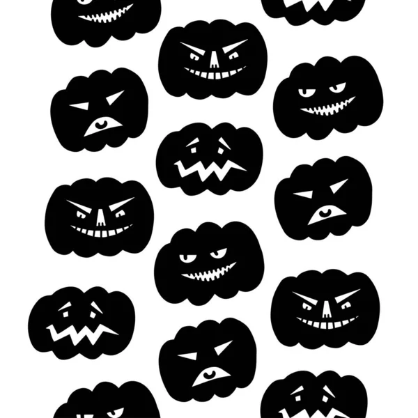 Jack Estacional Linterna Halloween Frontera Vertical Con Aterradoras Caras Monstruo — Vector de stock