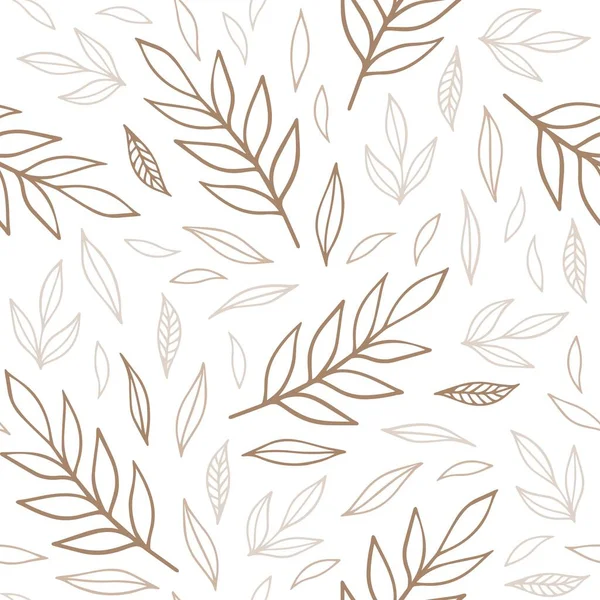 カラフルな乱雑な線形の葉シームレスなパターン 白い背景にレトロなスタイルのフラット植物の形を持つ繰り返しベクトル背景 — ストックベクタ