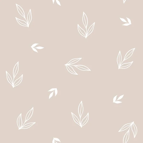 Monochrome Messy Little Leaves Seamless Pattern Repeatable Vector Background Retro — Stock Vector