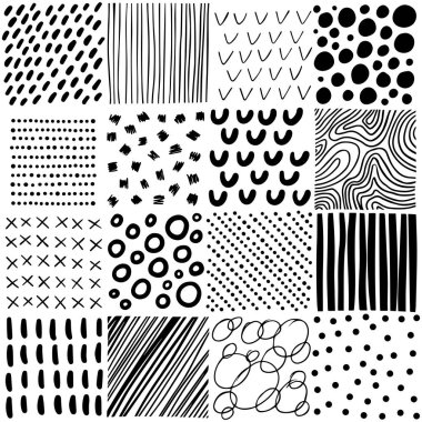 El çizimi dekoratif elementler. Bullet günlük ağı görsel çizim çizgileri daireleri şekillendirir, noktalar tek renk izole vektör nesnesi kümesi.