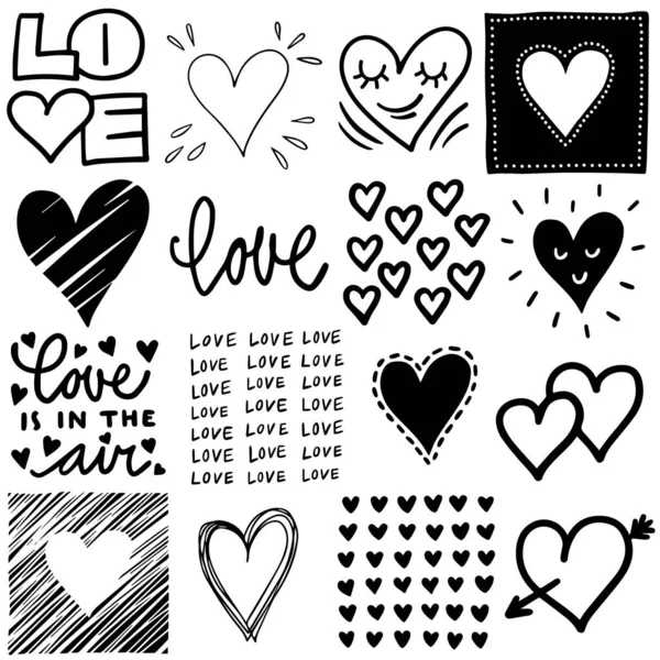 Elementos Amor Decorativos Gráficos Desenhados Mão Bullet Journal Web Visual — Vetor de Stock