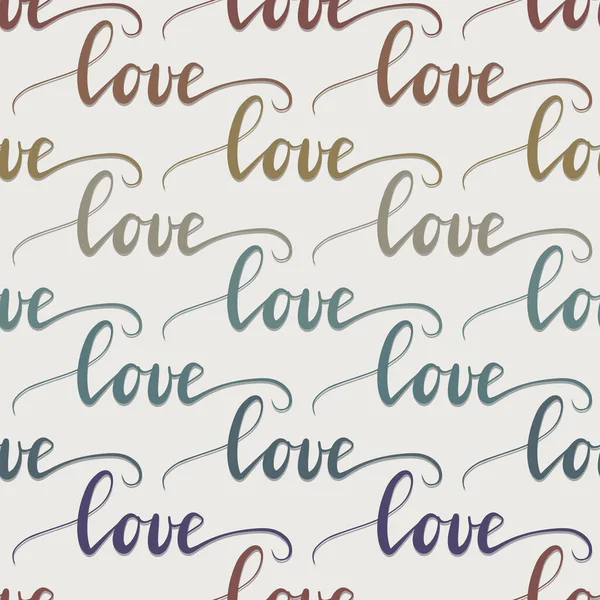 Woord Liefde Kleurrijke Regenboog Kleuren Hand Getekend Kalligrafische Tekst Horizontale — Stockvector