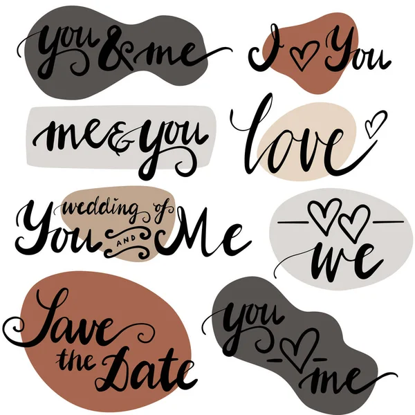 Benvenuti Matrimonio Salva Data Amore Nero Disegnato Mano Testo Calligrafico — Vettoriale Stock