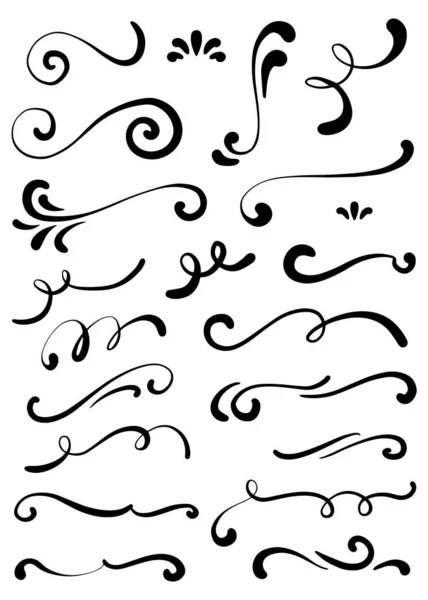 Hand Drawn Curly Ornamental Elements Calligraphy Card Poster Wedding Engagement — Stock Vector