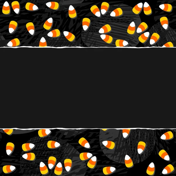 Cadılar bayramı şekeri beyaz sarı turuncu tatlı sonbahar tatil renkli dağınık seamless modeli koyu arka plan yatay sorunsuz yırtık kartı boş yer ile metni