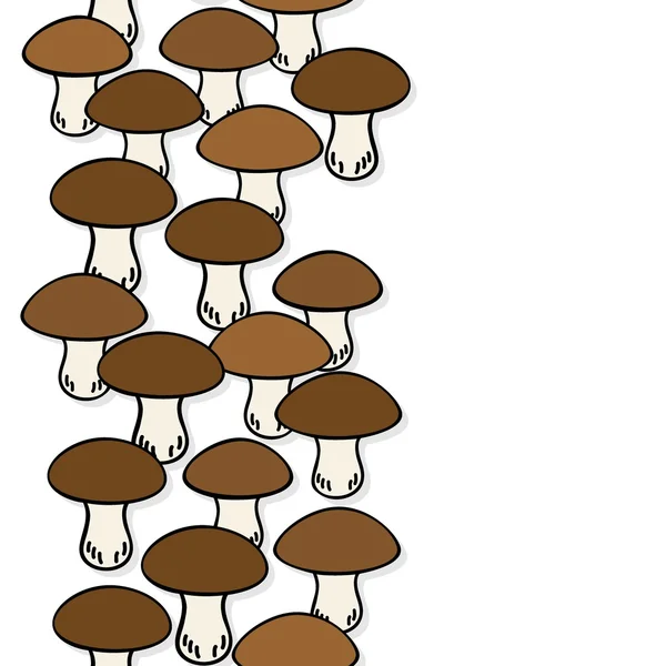 Boletus setas blanco beige marrón otoño estacional borde vertical sin costuras sobre fondo blanco — Vector de stock