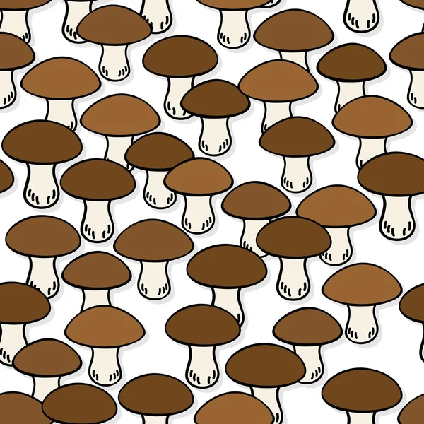Boletus mushrooms white beige brown autumn seasonal seamless pattern on white background — Stock Vector