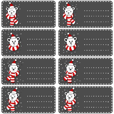 Santa Claus şapka Noel kış tatil kara güç etiket sticker kutup ayıları üzerinde izole beyaz arka plan belirleme