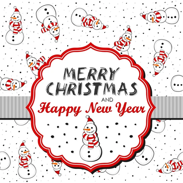 Kardan adam Noel Baba şapkaları seamless modeli üzerinde dağınık Christmas kış tatil çerçeve şeklinde retro ile arka plan beyaz ve İngilizce olarak kurdele ile Noel dilek