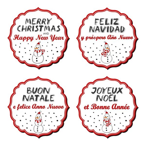 Inglês Francês Espanhol Feliz Natal e feliz ano novo férias de inverno desejos escritos em uma fita com pouco pássaro vermelho bege isolado no fundo branco cumprimentos conjunto imagem vetorial de © Inglês Francês Espanhol Feliz Natal e feliz ano novo férias de inverno desejos escritos em uma fita com pouco pássaro vermelho bege isolado no fundo branco cumprimentos conjunto imagem vetorial de ©