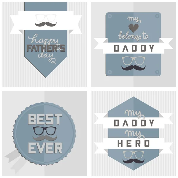 Moderne hipster happy Fathers Day kaartenset — Stockvector