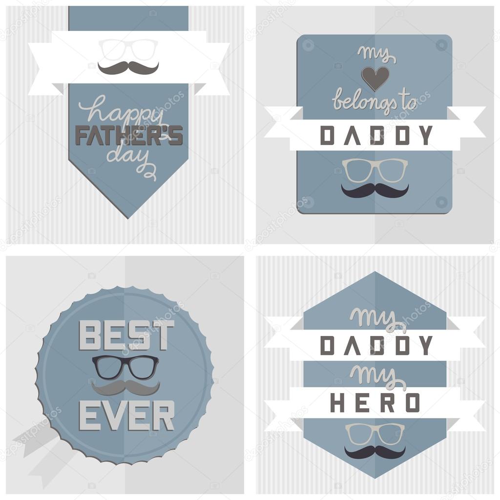 modern hipster happy Fathers Day card set