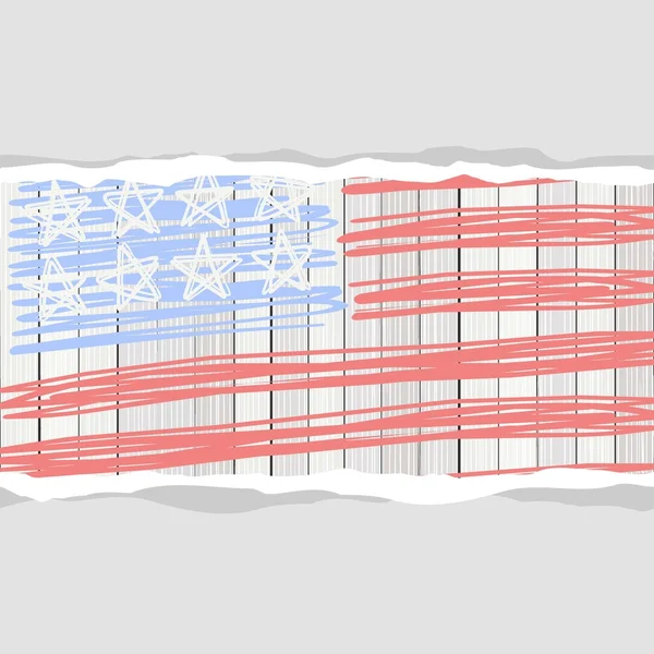 Amerykańska flaga ilość gwiazdek paski i puste poziome torn Księga 4 lipca patriotyczne tło — Wektor stockowy