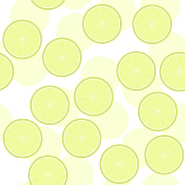 narenciye meyve yaz dağınık Dikişsiz desen beyaz zemin üzerine yeşil limon dilimleri ile dilimlenmiş