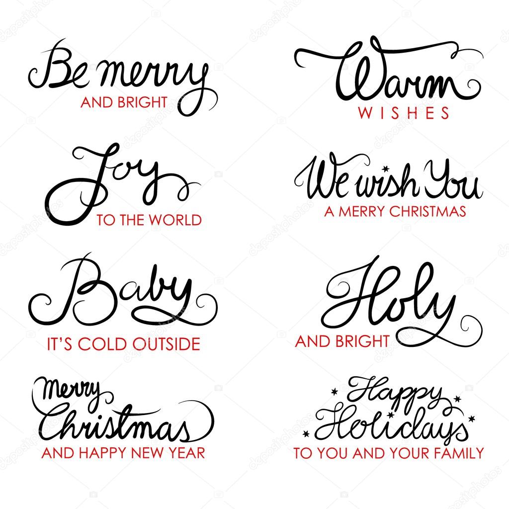 Frasi Natale In Inglese.Christmas Wishes In English Calligraphy Typography Sentence Set Isolated On White Background Stock Vector C Demonique 93370366