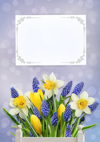 Wenskaart met een boeket van bloemen — Stockfoto