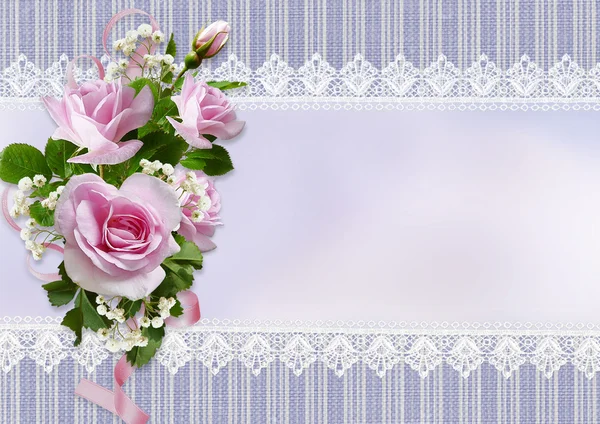 Вітальна листівка з трояндами Стокова Картинка