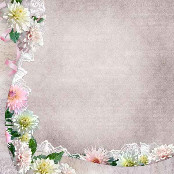 Belle bordure avec des fleurs, dentelle sur fond vintage Image En Vente