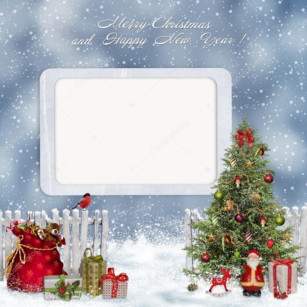 Christmas greeting card with frame