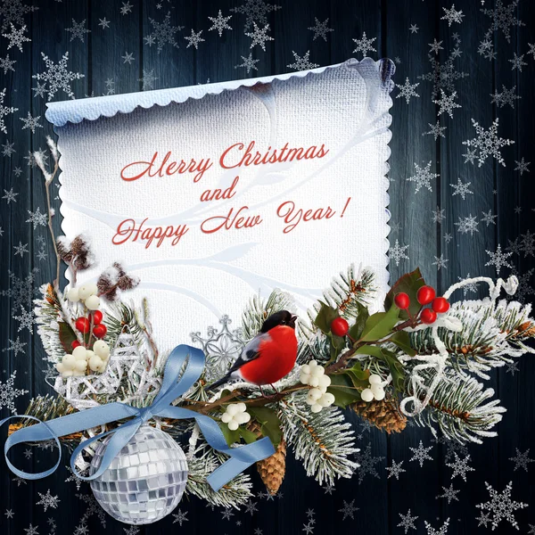 Christmas greeting background with christmas decoration — Stock Photo, Image