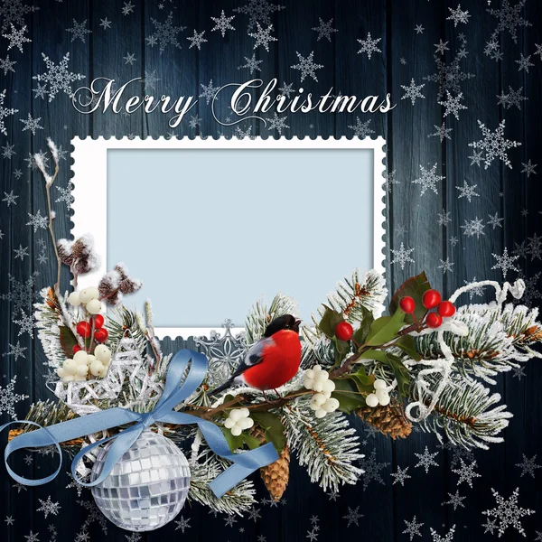 Χριστούγεννα ευχετήρια κάρτα με πλαίσιο — Φωτογραφία Αρχείου