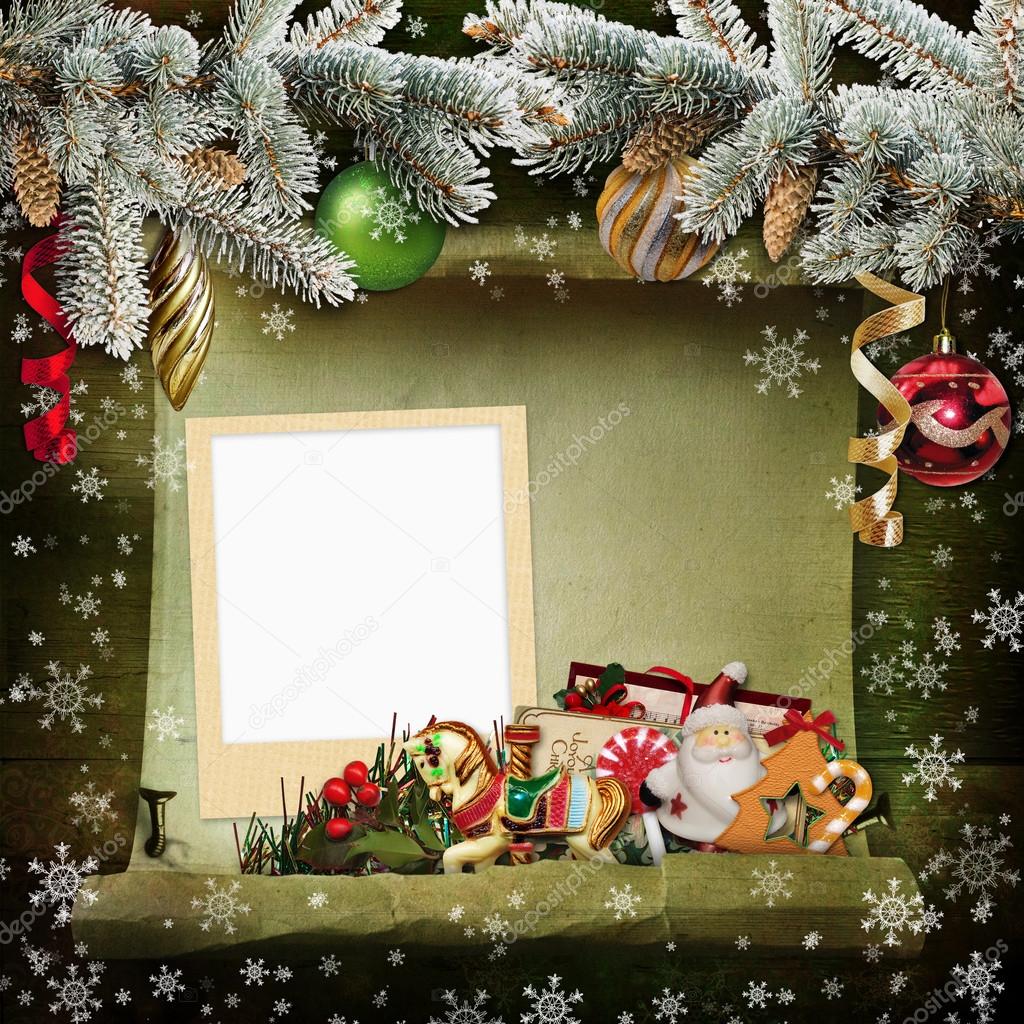 Christmas background with frame and beautiful Christmas decorations Stock  Photo by ©glaz 61237101