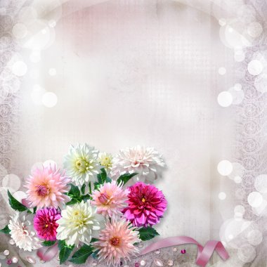 Vintage gorgeous gentle background with flowers dahlias