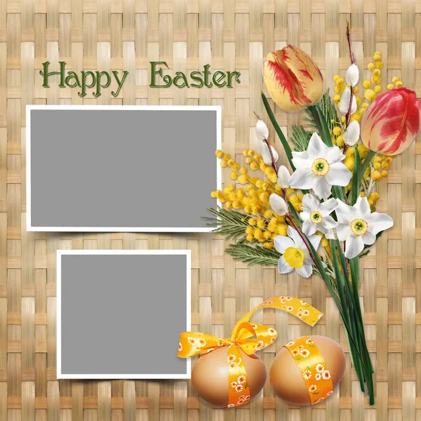 Tarjeta de felicitación de Pascua con marcos — Foto de Stock