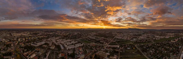 Photo Panoramique Vienne Prise Par Drone Coucher Soleil — Photo