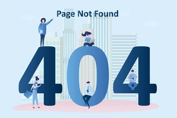 404 error,page not found- background,different people with smart gadgets,trendy style vector illustration.