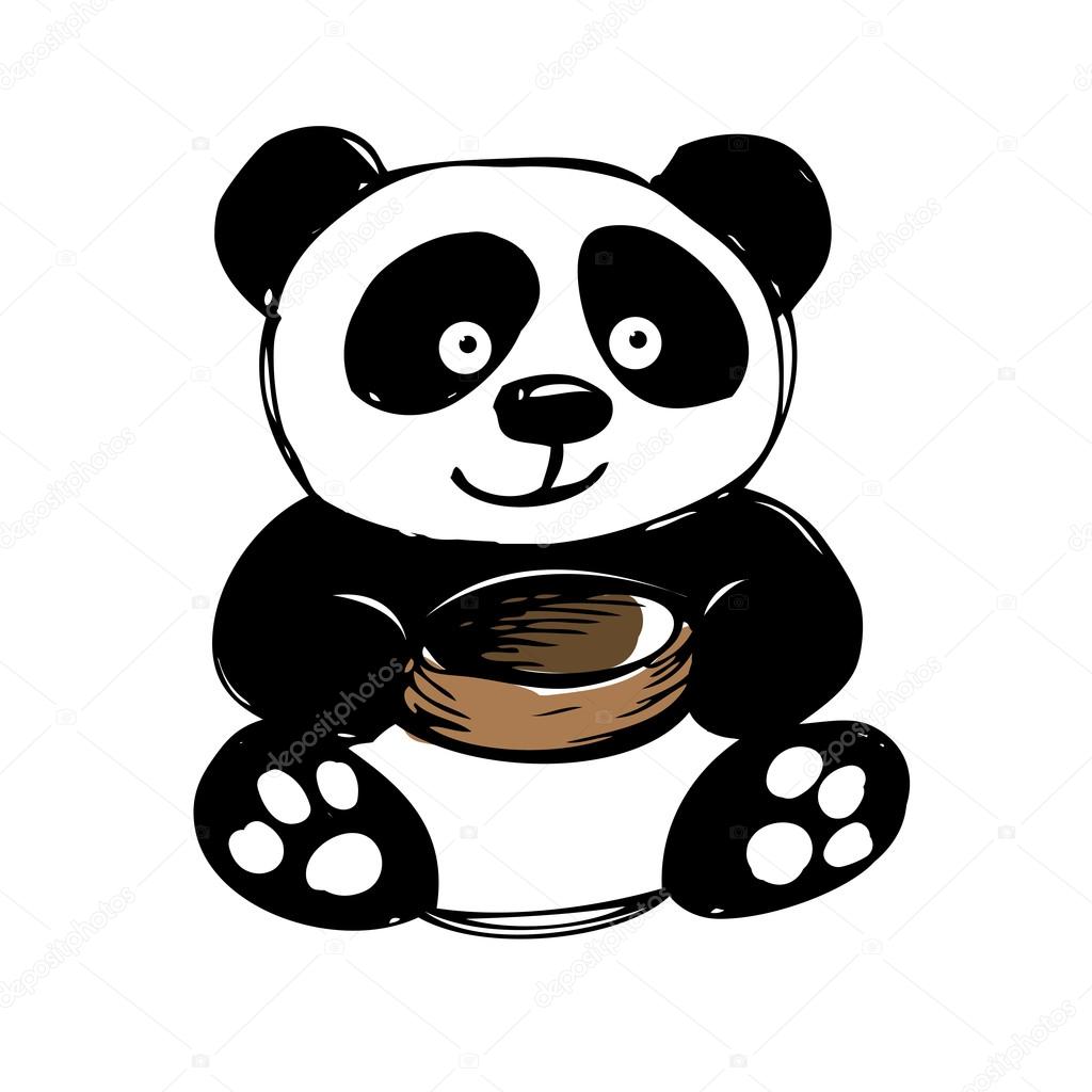 Kleiner süßer Panda isoliert auf weißem Grund ...